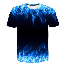 Load image into Gallery viewer, Blue Flaming tshirt Men